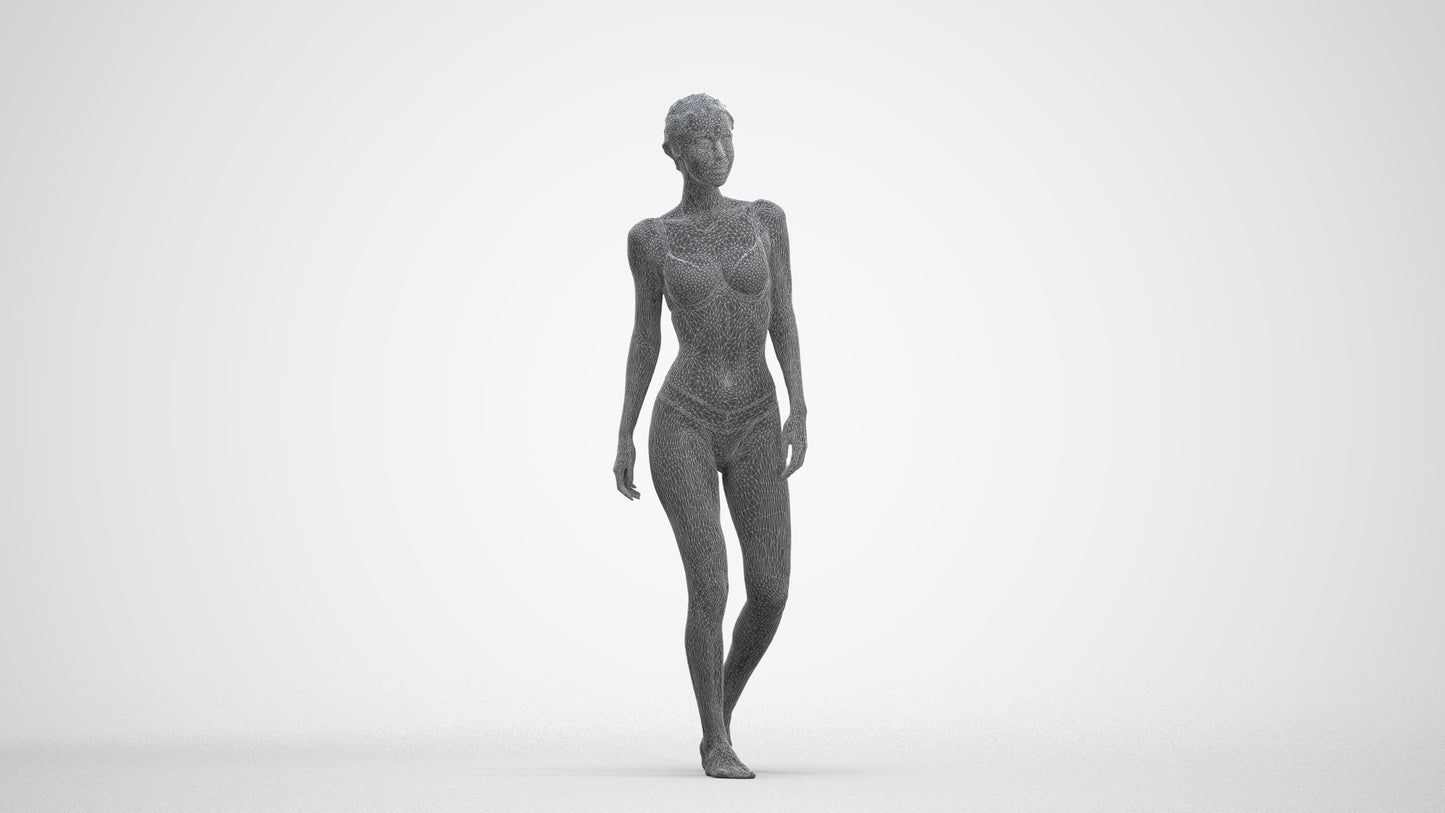 3D scanned woman mix, photorealistic archviz people for Enscape and SketchUp, three-quarter front view render