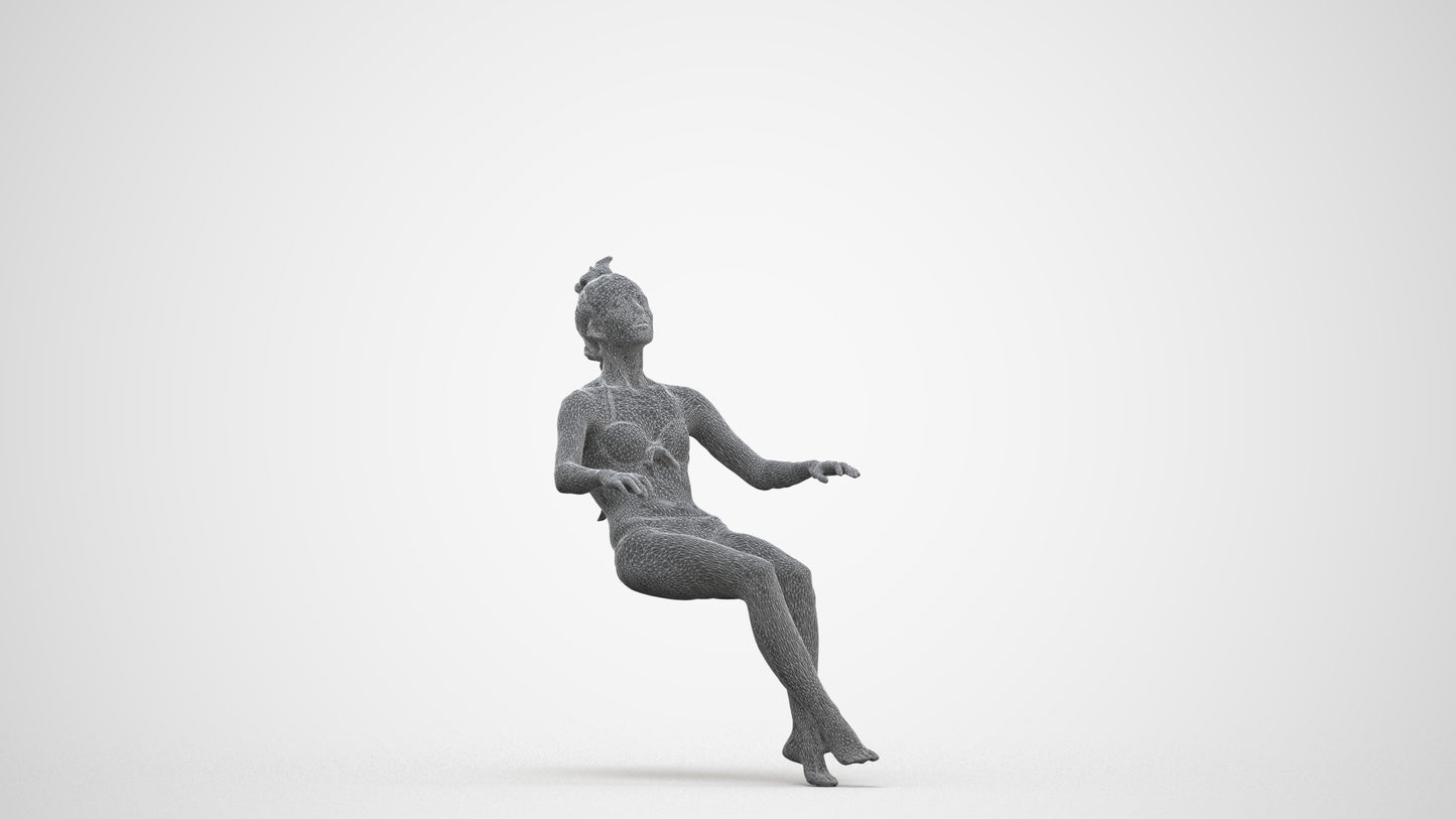 realistic 3D woman pool, scanned archviz people for Blender and 3ds Max, three-quarter front view render