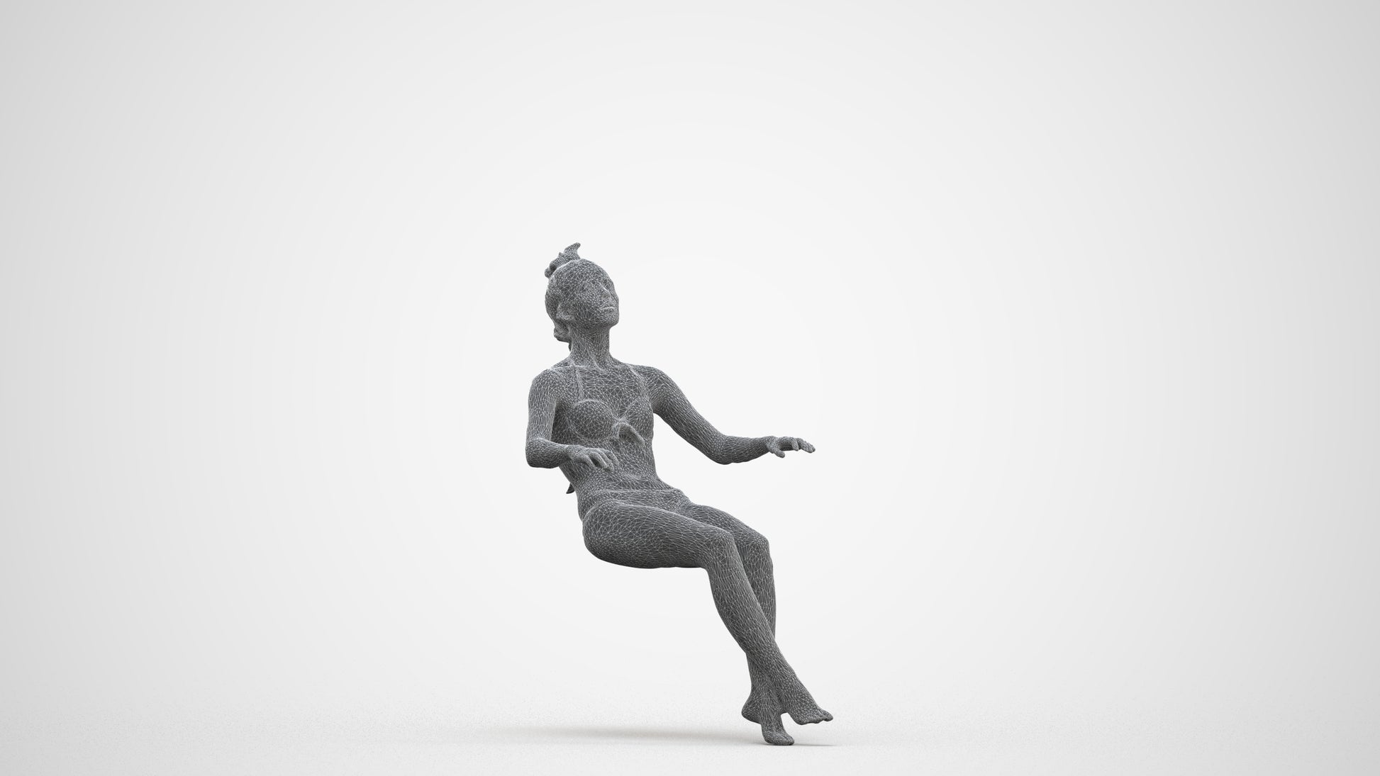 realistic 3D woman pool, scanned archviz people for Blender and 3ds Max, three-quarter front view render