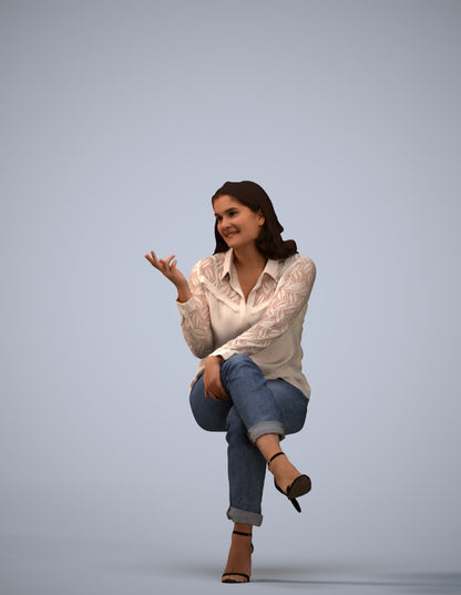 realistic 3D people woman casual sitting, render-ready for V-Ray and Corona, FBX OBJ