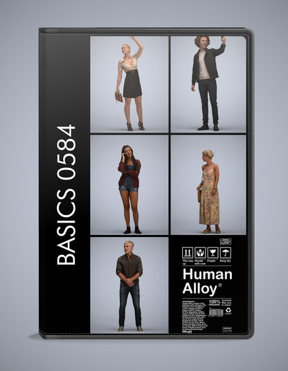 5 3D scanned people standing, photorealistic archviz pack for Enscape and SketchUp