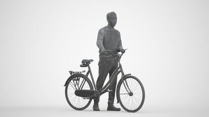 3D people model man casual cycling, scanned human for 3ds Max rendering, three-quarter front view render