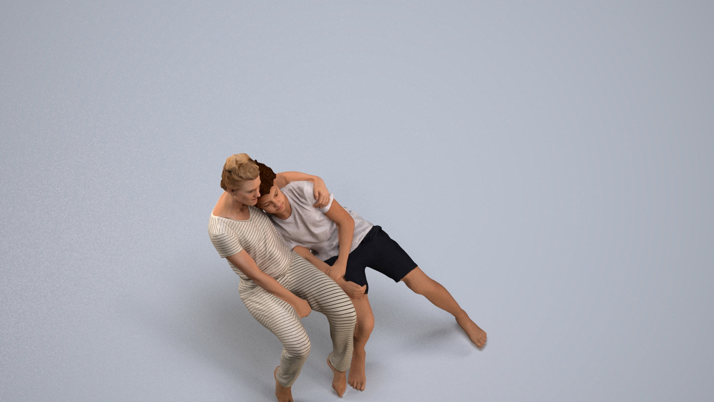 realistic 3D human girl kids, archviz people FBX OBJ for Blender, back view render