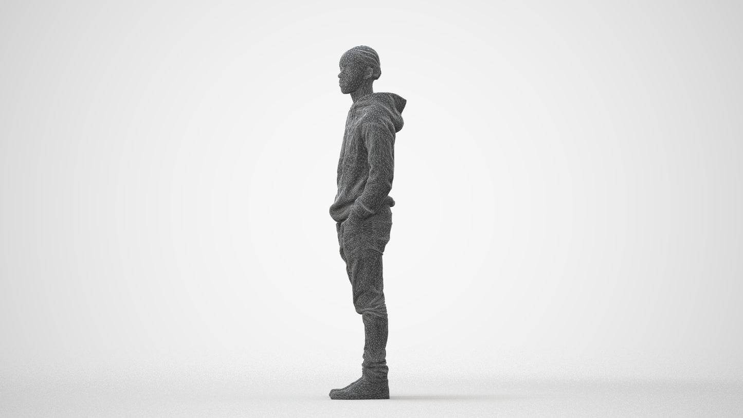 realistic 3D boy casual kids, scanned archviz people for Blender and 3ds Max, square thumbnail