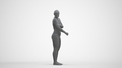 scanned 3D woman pool, photogrammetry people for Enscape and V-Ray, three-quarter front view render