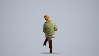 realistic 3D human woman casual sitting, archviz people FBX OBJ for Blender, front view render