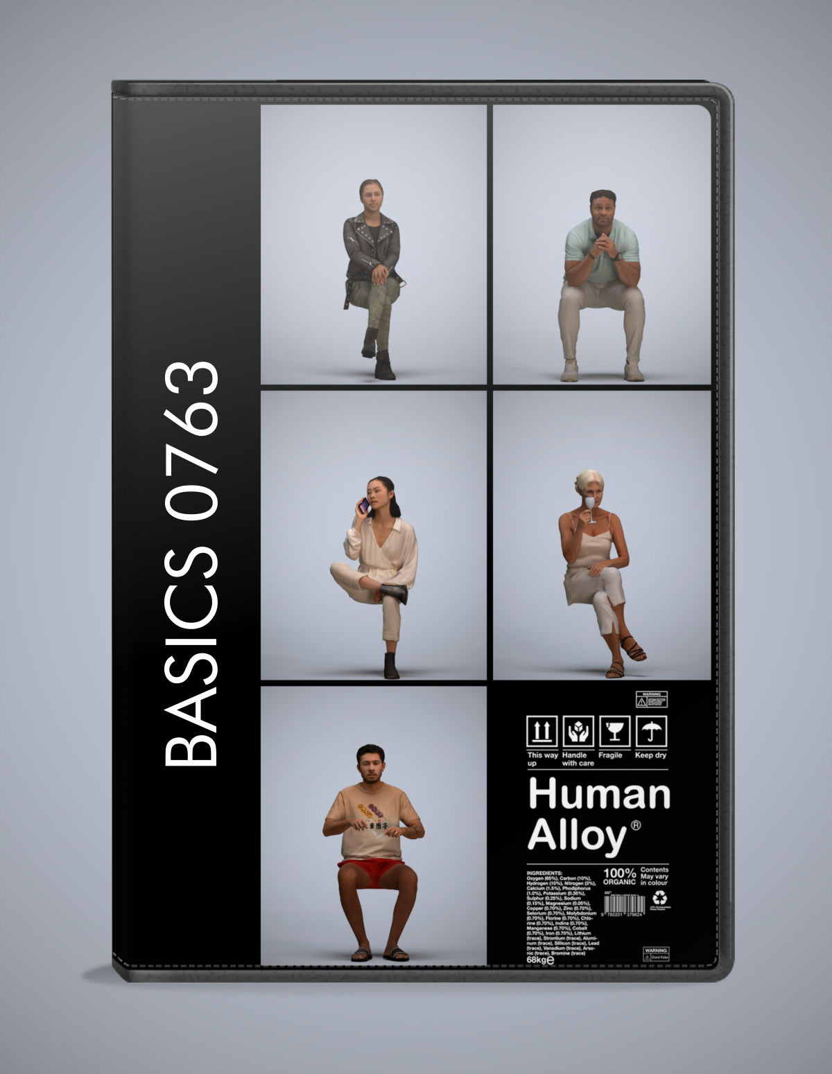 photogrammetry 3D people sitting collection, 5 realistic human models archviz FBX