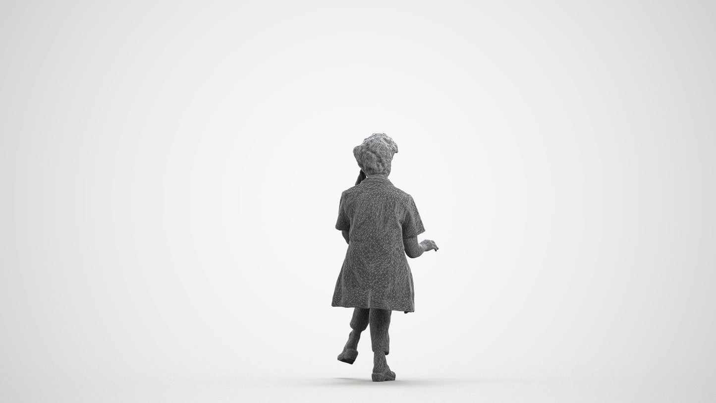 scanned 3D woman standing, photogrammetry people for Enscape and V-Ray, wireframe front view