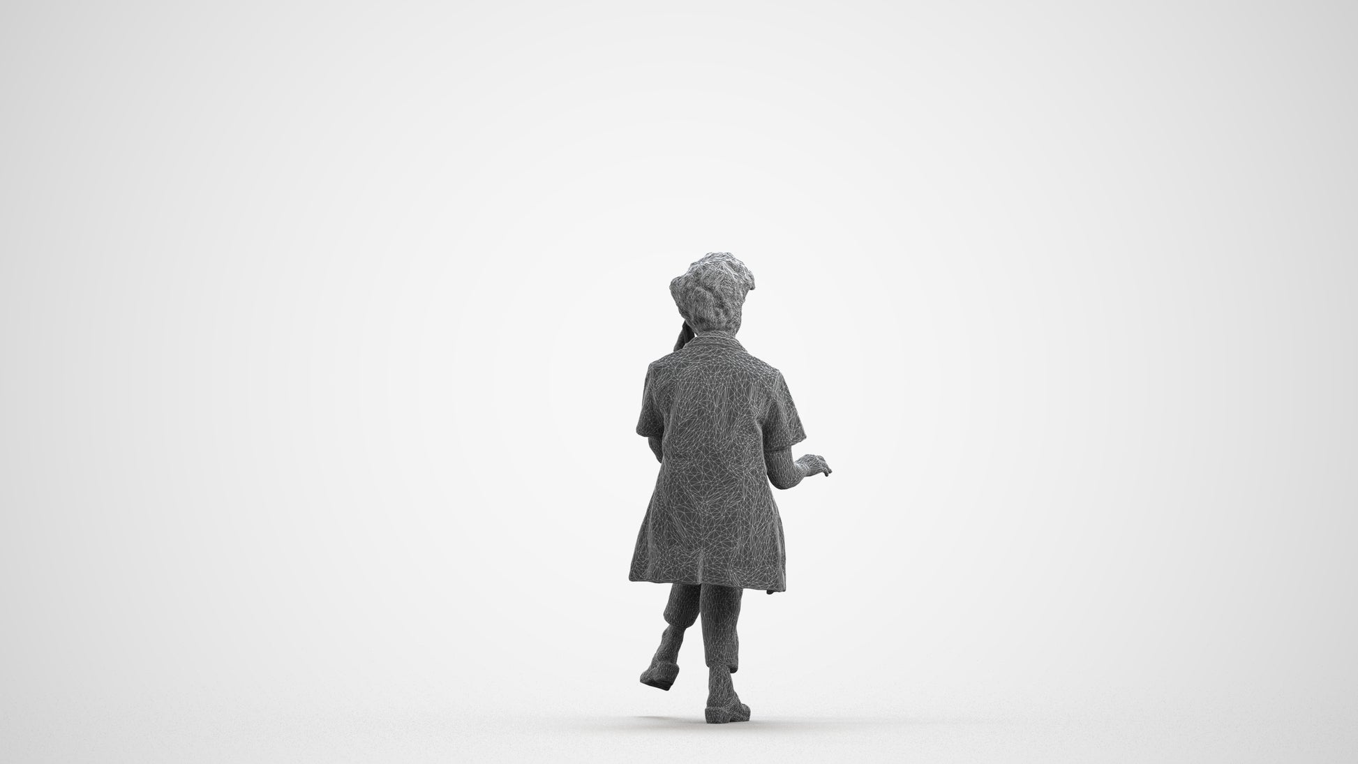 scanned 3D woman standing, photogrammetry people for Enscape and V-Ray, wireframe front view