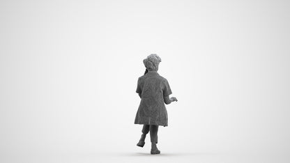 scanned 3D woman standing, photogrammetry people for Enscape and V-Ray, wireframe front view