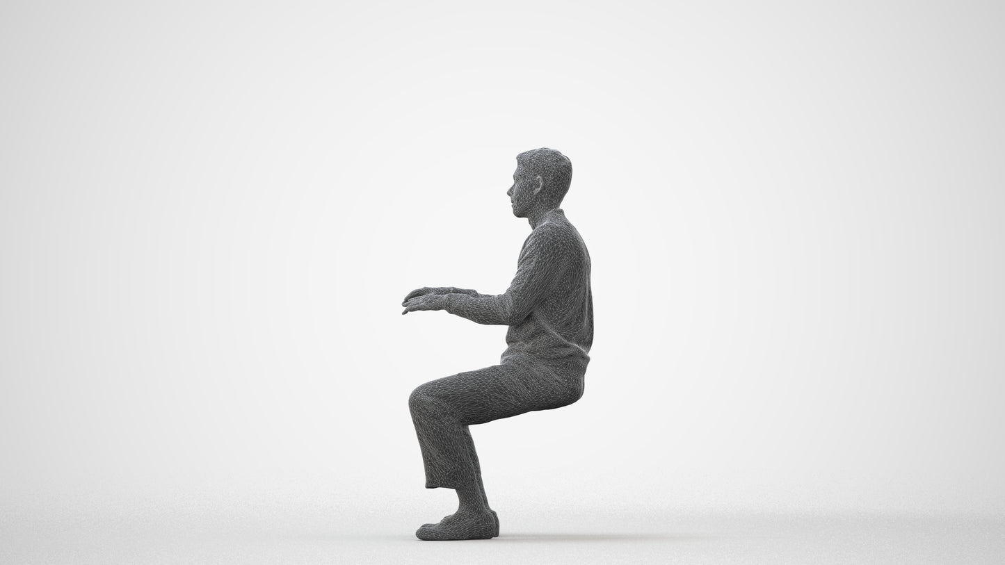realistic 3D people man casual sitting, render-ready for V-Ray and Corona, FBX OBJ, square thumbnail