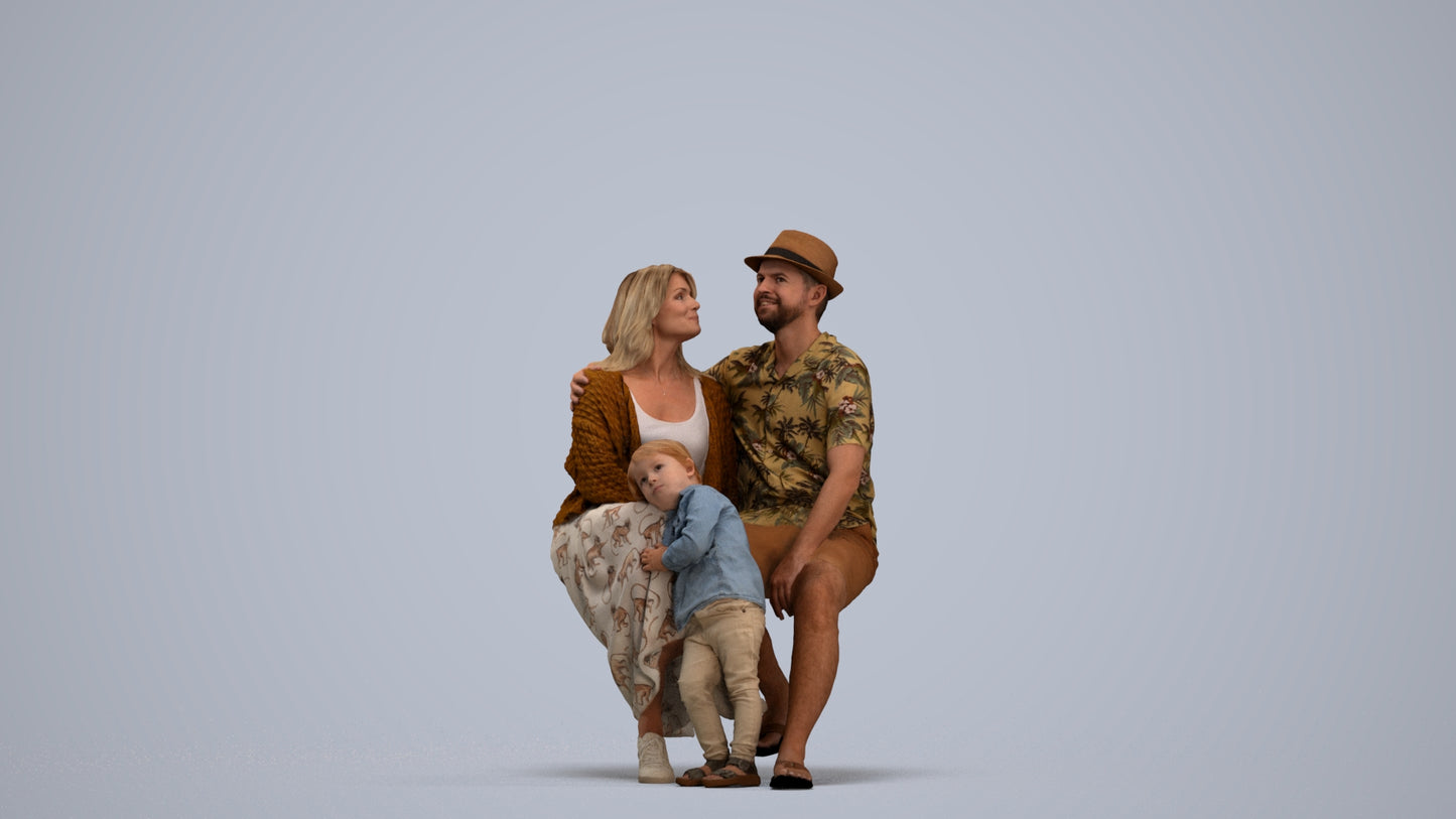 3D scanned girl kids, photorealistic archviz people for Enscape and SketchUp, standing pose render