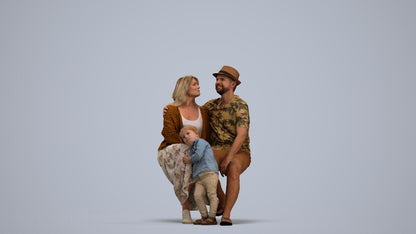 3D scanned girl kids, photorealistic archviz people for Enscape and SketchUp, standing pose render
