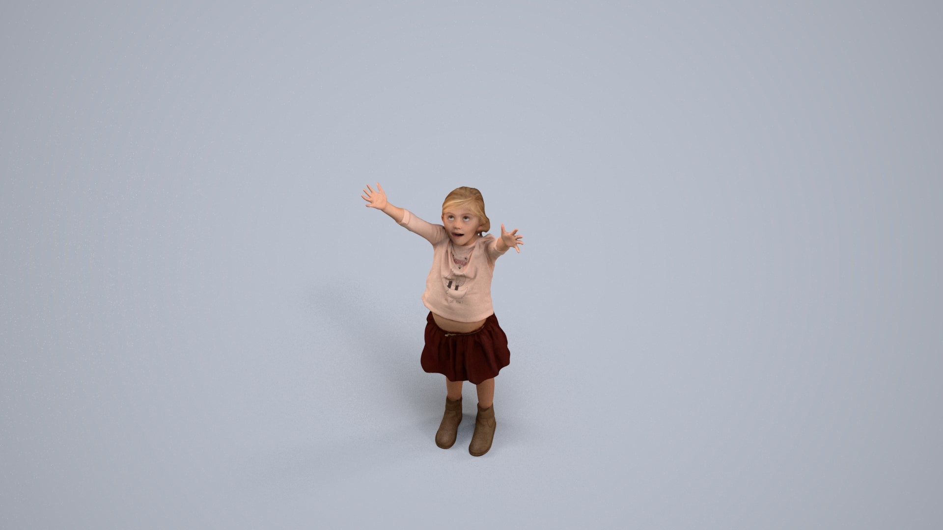 3D scanned girl kids casual, photorealistic archviz people for Enscape and SketchUp, back view render
