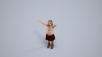 3D scanned girl kids casual, photorealistic archviz people for Enscape and SketchUp, back view render