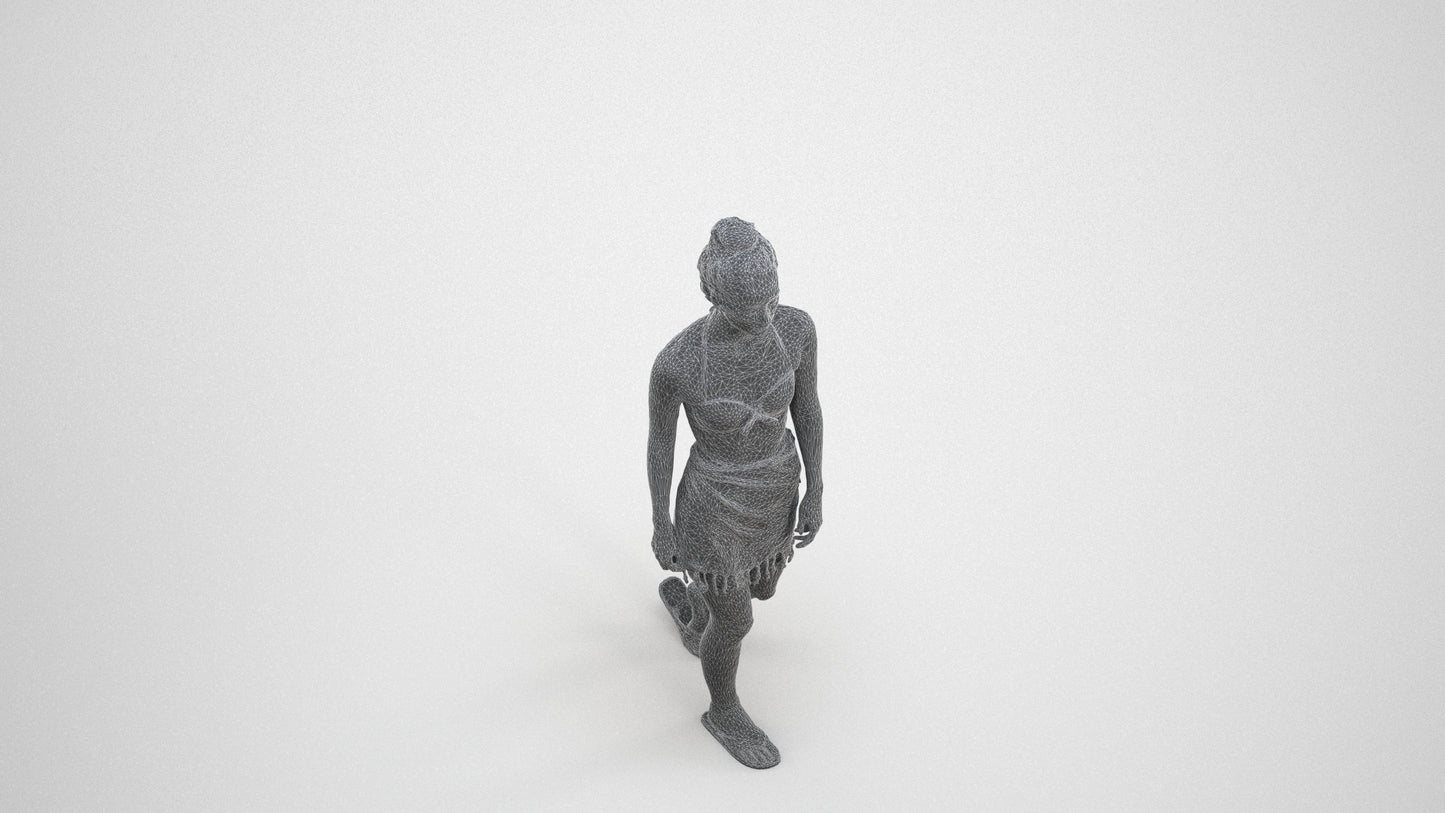 scanned 3D woman pool, photogrammetry people for Enscape and V-Ray, wireframe three-quarter view