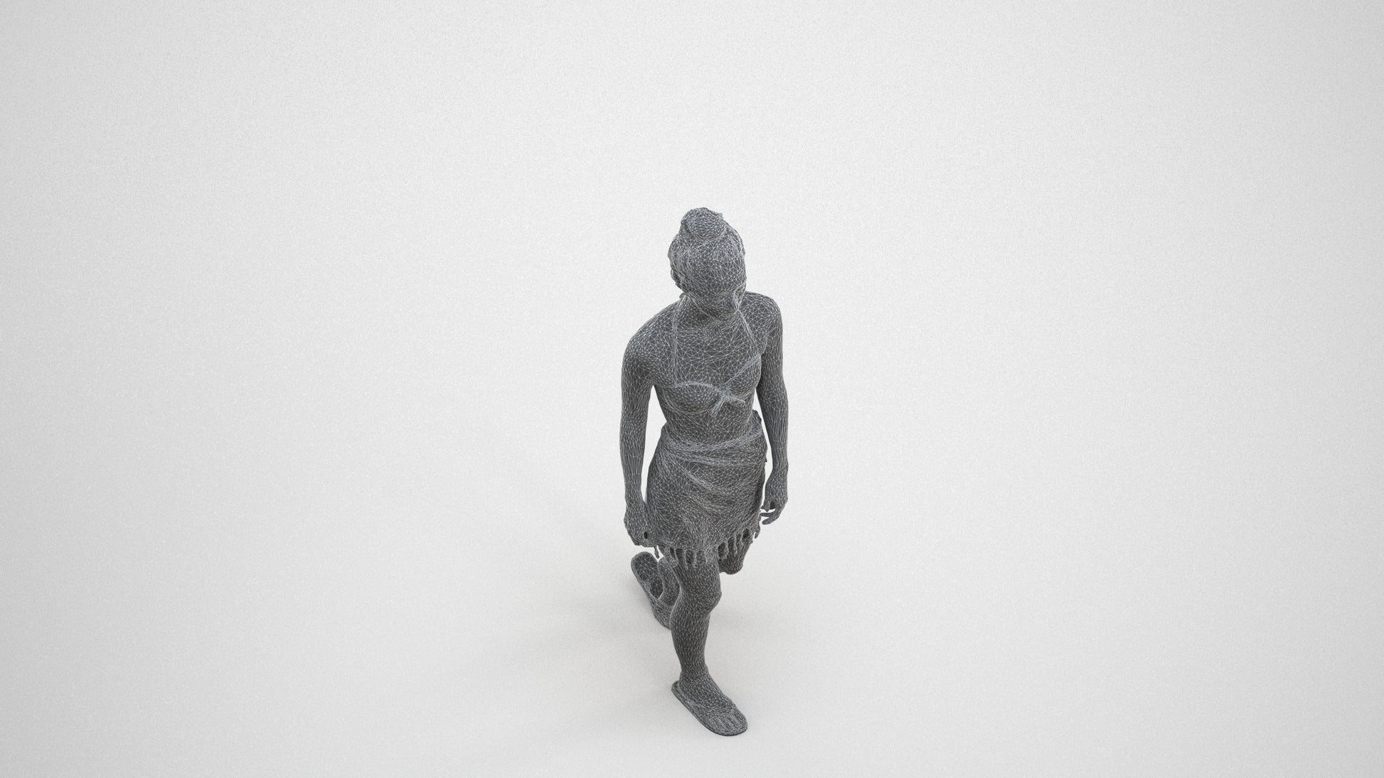 scanned 3D woman pool, photogrammetry people for Enscape and V-Ray, wireframe three-quarter view