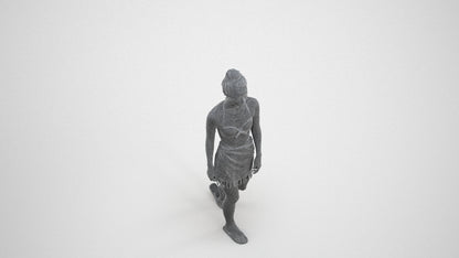 scanned 3D woman pool, photogrammetry people for Enscape and V-Ray, wireframe three-quarter view
