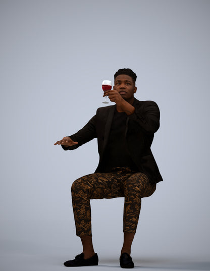 3D scanned man sitting formal, photorealistic archviz people for Enscape and SketchUp