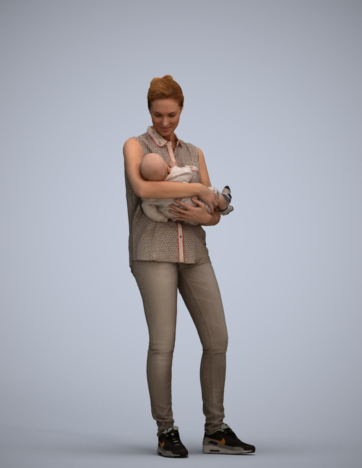 realistic 3D girl casual kids, scanned archviz people for Blender and 3ds Max