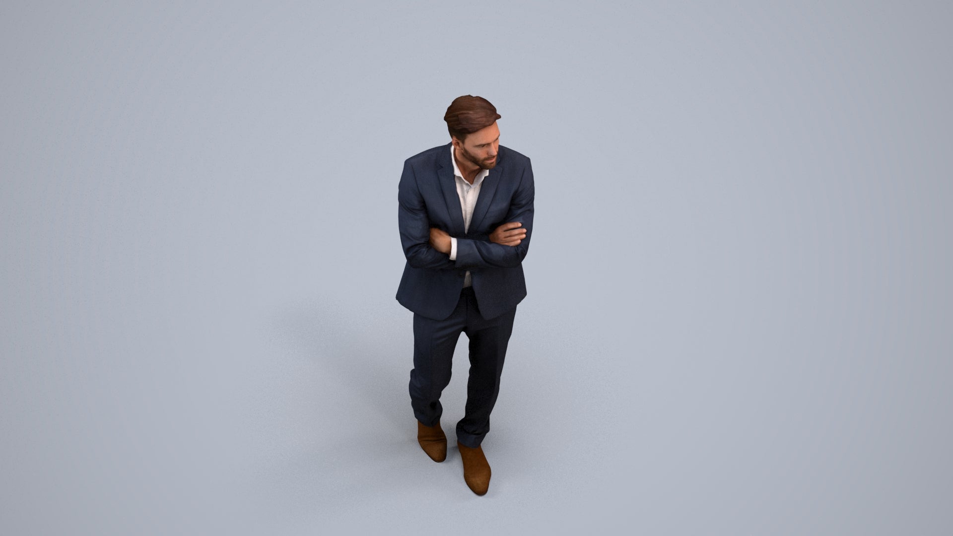 photogrammetry 3D man business, realistic human model archviz FBX, back view render