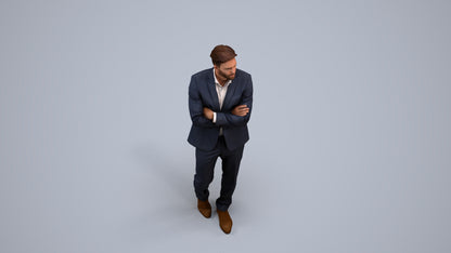 photogrammetry 3D man business, realistic human model archviz FBX, back view render