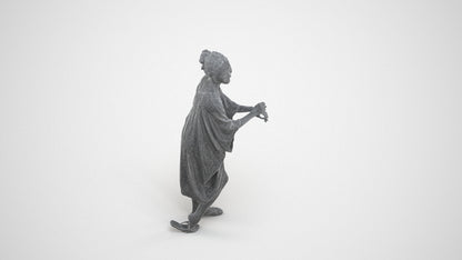 photogrammetry 3D woman casual walking, realistic human model archviz FBX, wireframe three-quarter view