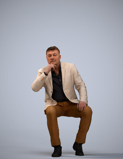 3D human model man business, photogrammetry scanned person for archviz