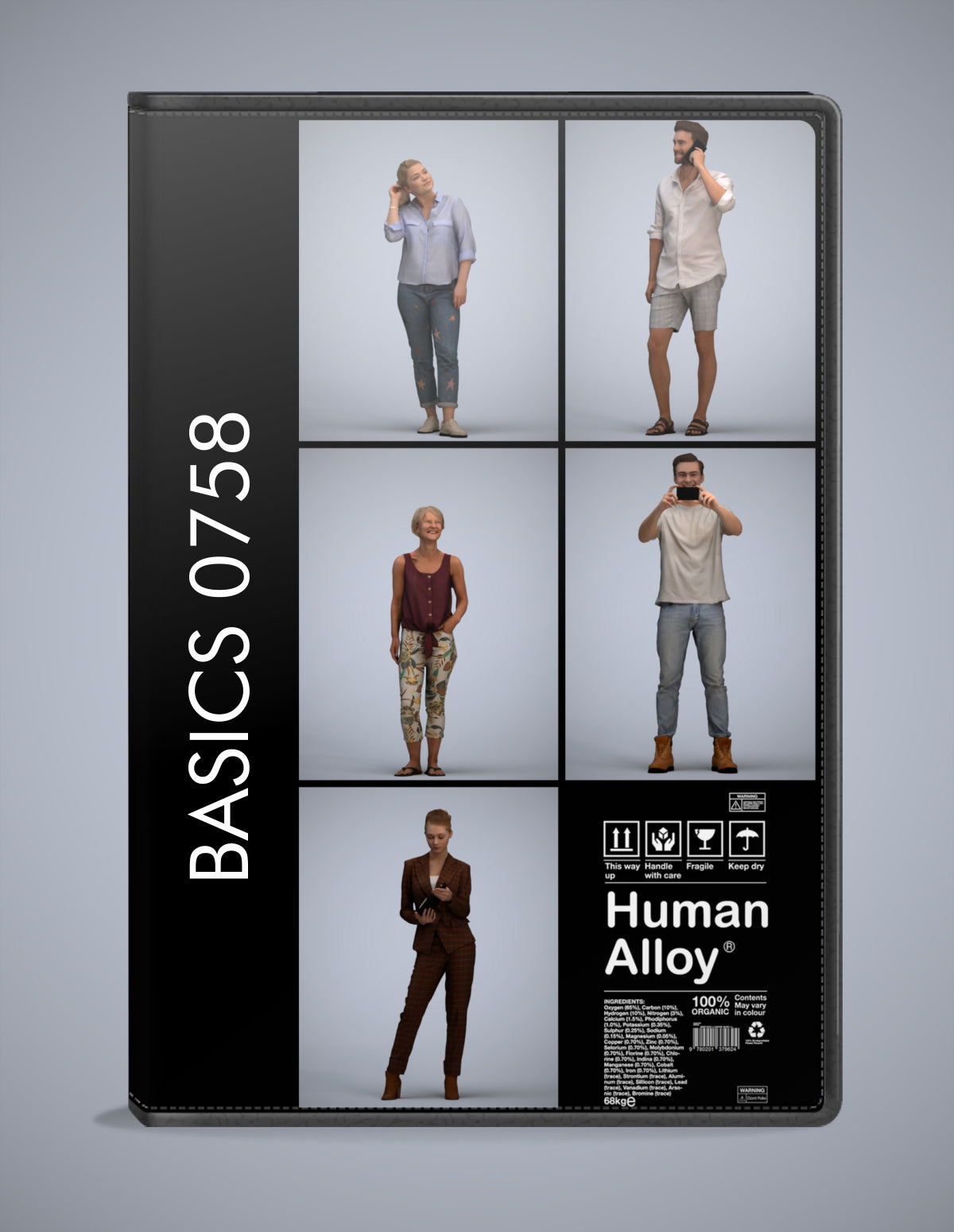 5x realistic 3D people standing pack, scanned archviz collection for Blender and 3ds Max