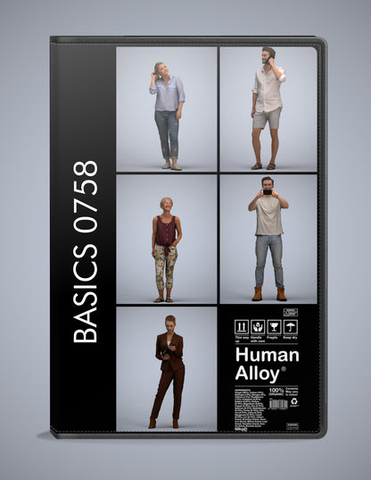 5x realistic 3D people standing pack, scanned archviz collection for Blender and 3ds Max