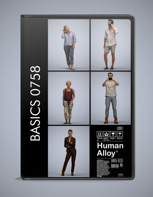 5x realistic 3D people standing pack, scanned archviz collection for Blender and 3ds Max
