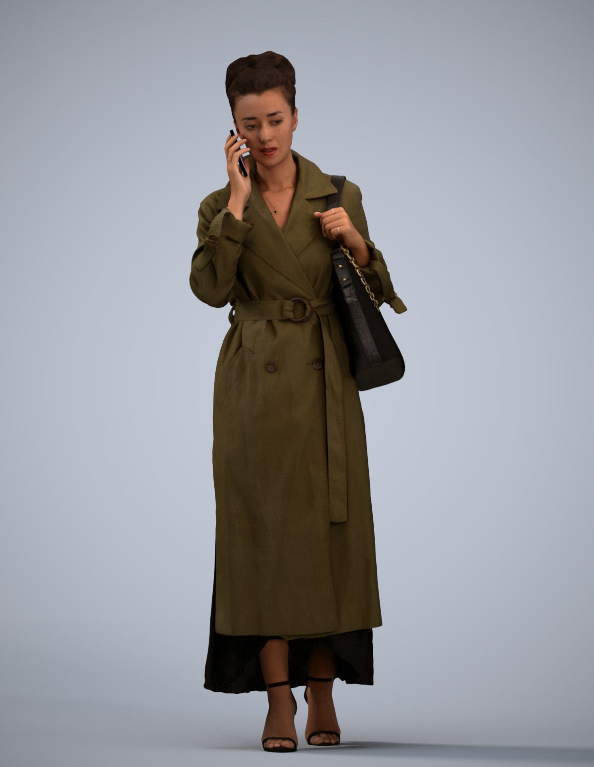 scanned 3D woman business standing, photogrammetry people for Enscape and V-Ray