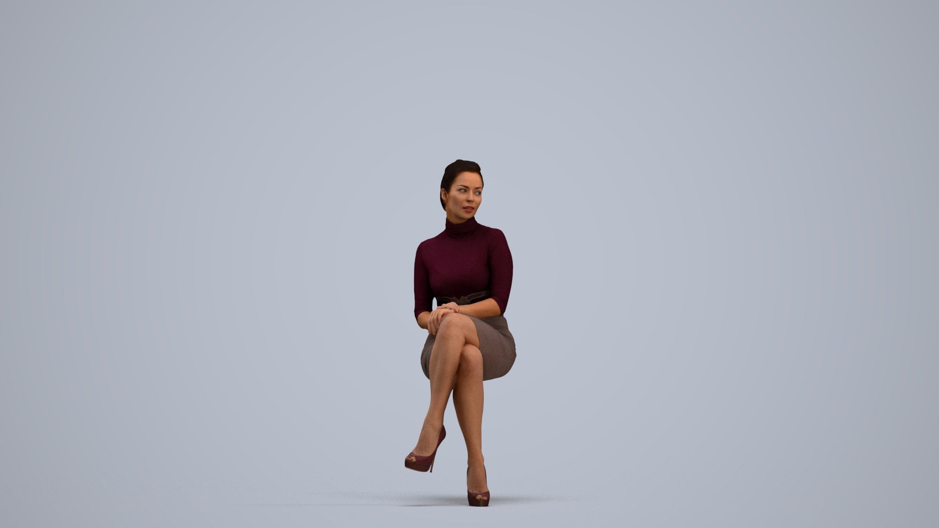 realistic 3D human woman business, archviz people FBX OBJ for Blender, standing pose render
