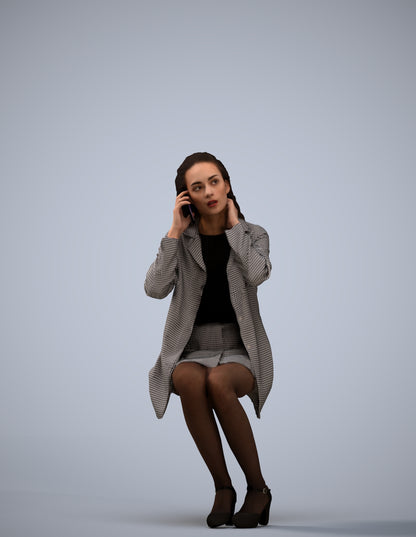scanned 3D woman business sitting, photogrammetry people for Enscape and V-Ray