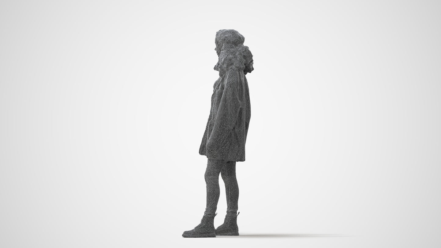 realistic 3D human woman casual standing, archviz people FBX OBJ for Blender, square thumbnail