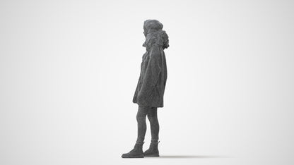 realistic 3D human woman casual standing, archviz people FBX OBJ for Blender, square thumbnail