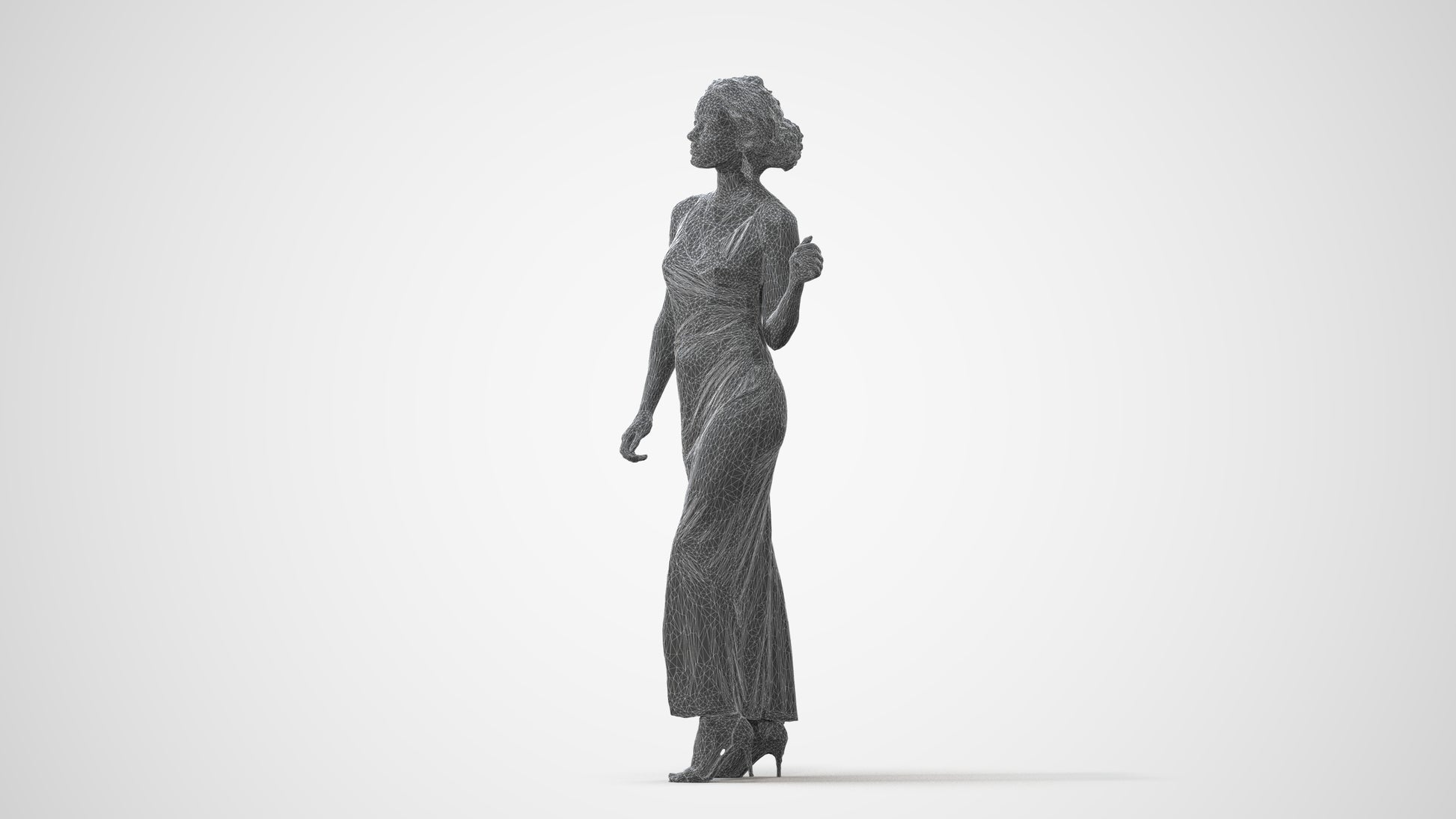 3D human model woman formal formalaffairs, photogrammetry scanned person for archviz, square thumbnail