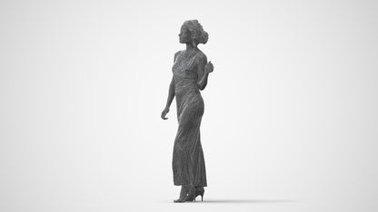 3D human model woman formal formalaffairs, photogrammetry scanned person for archviz, square thumbnail