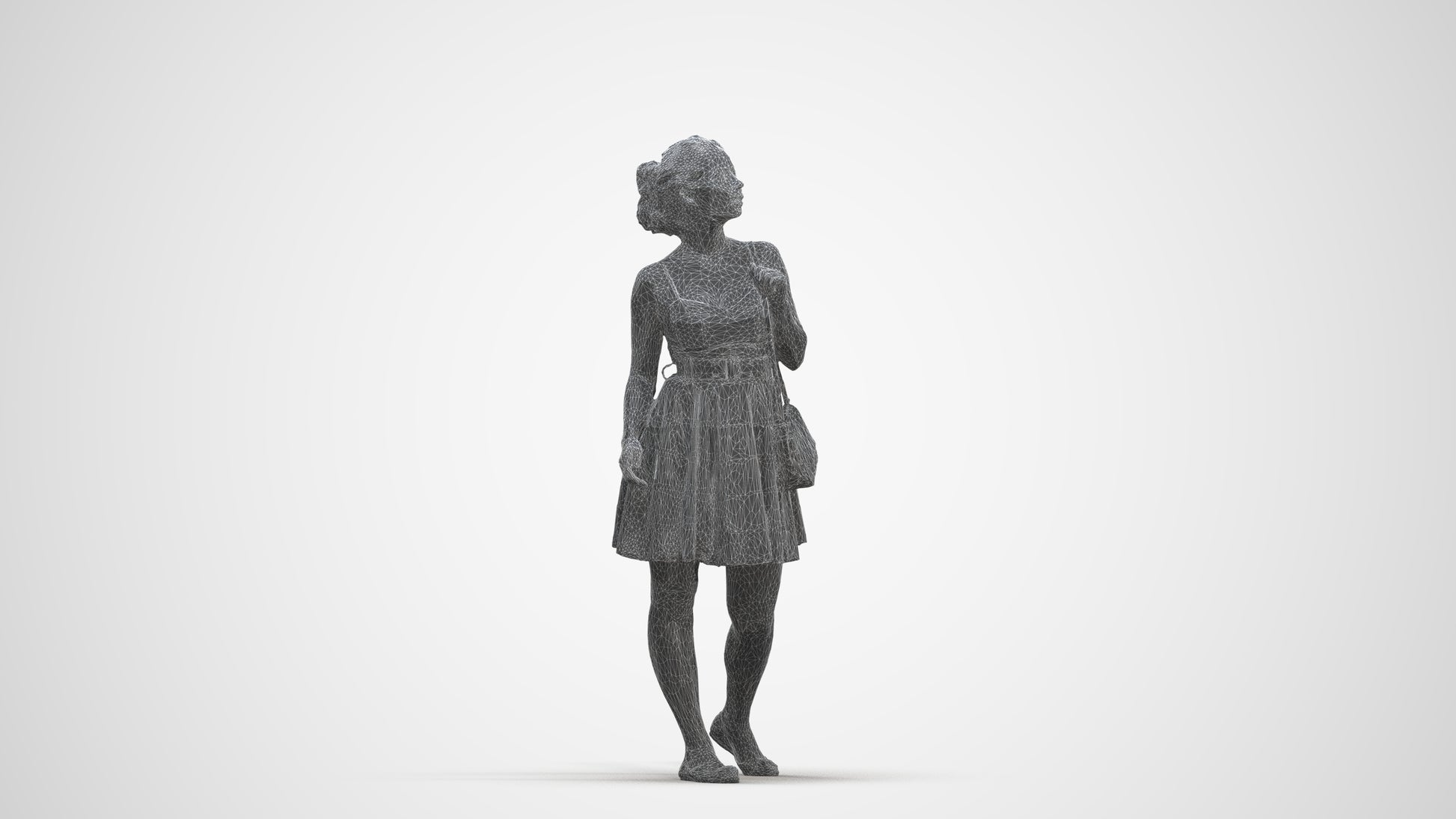 realistic 3D woman formal formalaffairs, scanned archviz people for Blender and 3ds Max, three-quarter front view render