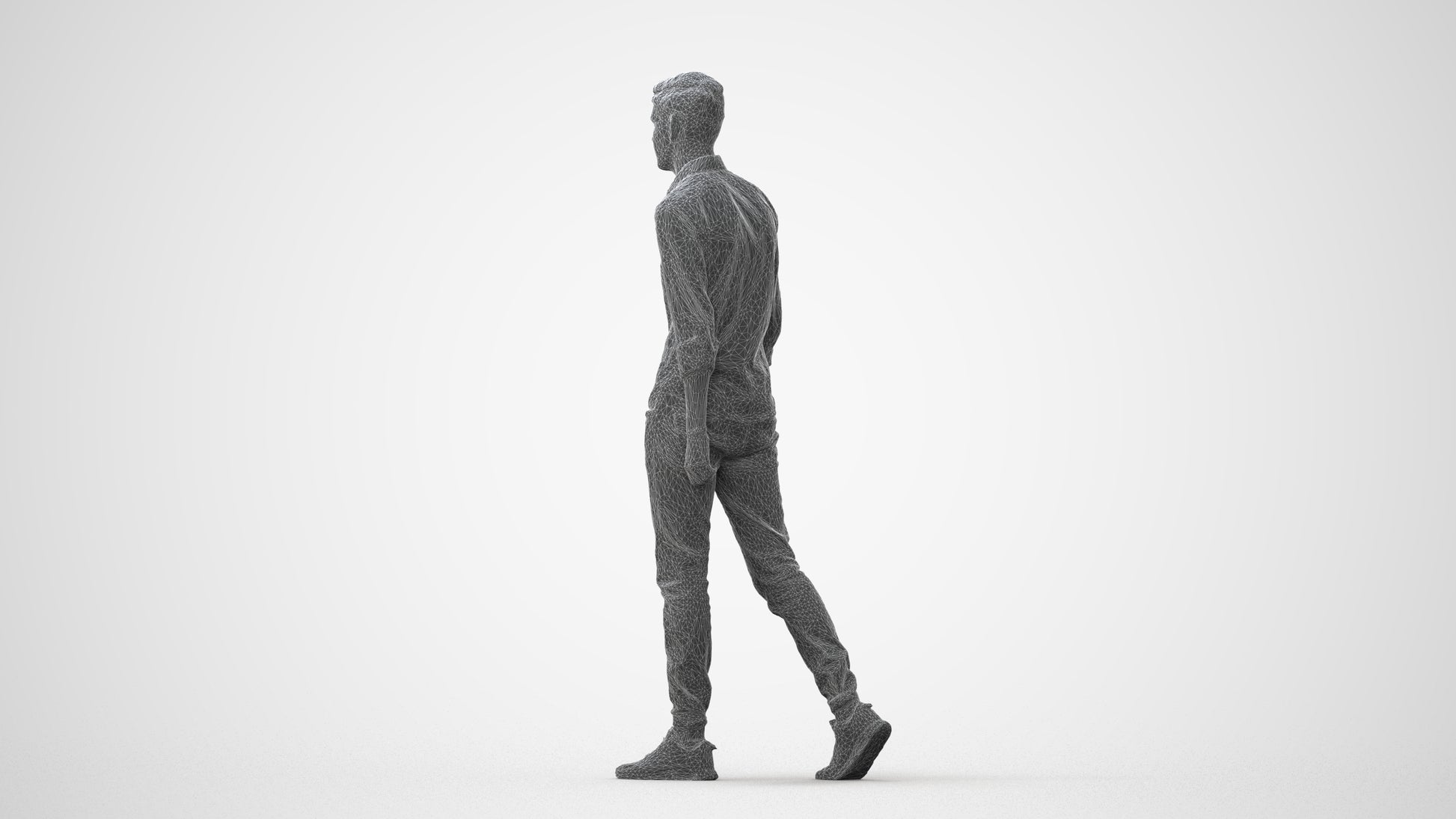 realistic 3D man casual walking, scanned archviz people for Blender and 3ds Max, square thumbnail