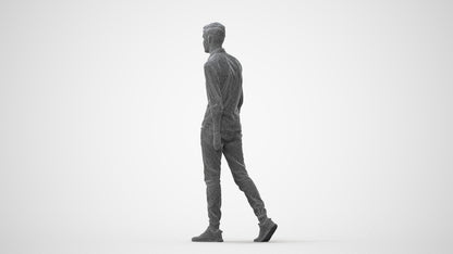 realistic 3D man casual walking, scanned archviz people for Blender and 3ds Max, square thumbnail
