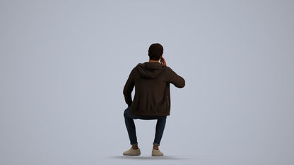 realistic 3D human man casual sitting, archviz people FBX OBJ for Blender, front view render