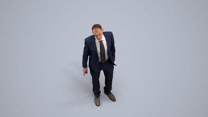 3D people model senior man business, scanned human for 3ds Max rendering, back view render