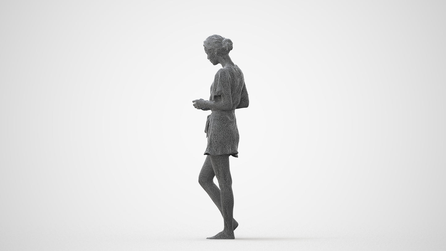 3D scanned woman bathroom, photorealistic archviz people for Enscape and SketchUp, square thumbnail