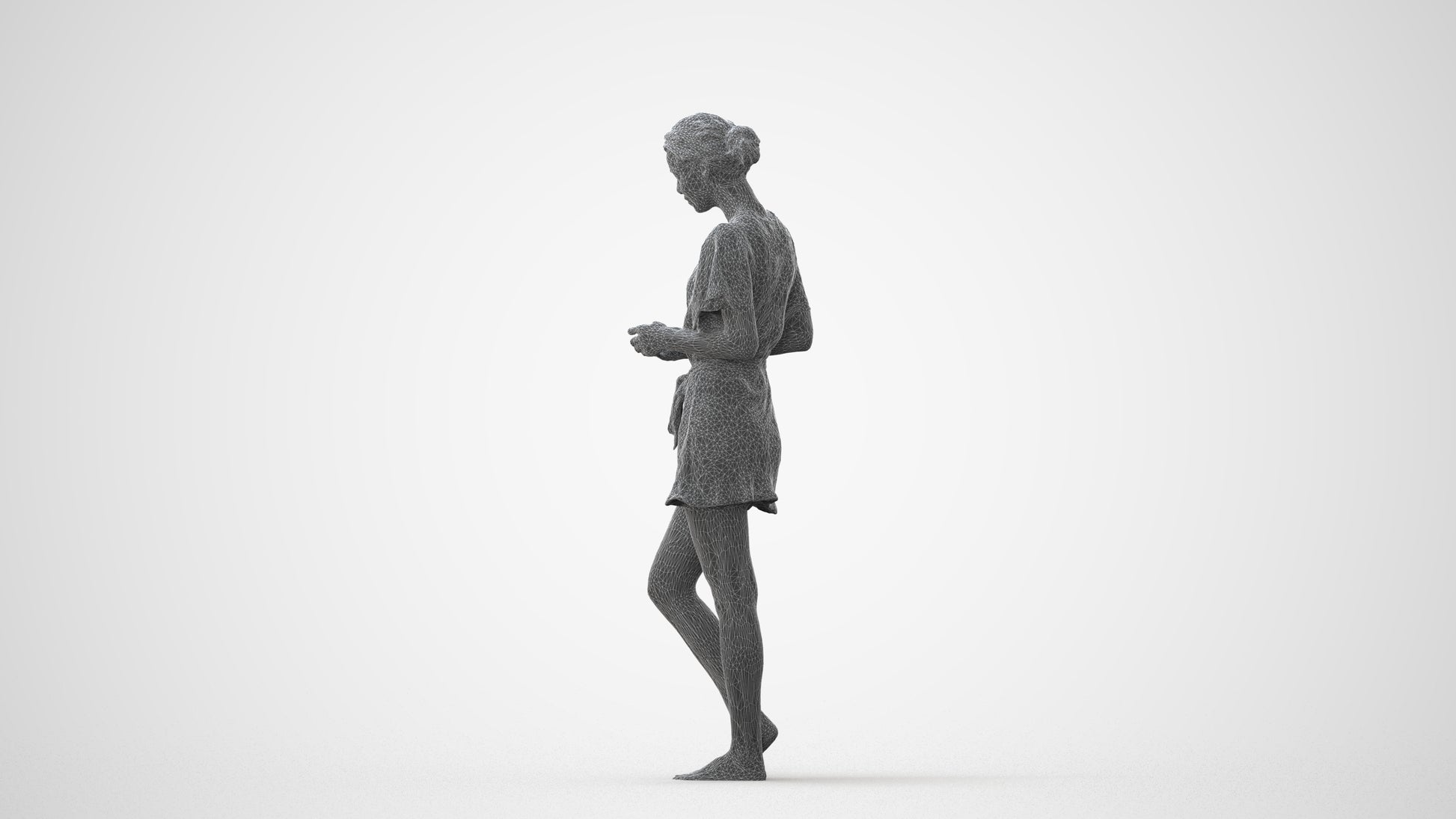3D scanned woman bathroom, photorealistic archviz people for Enscape and SketchUp, square thumbnail