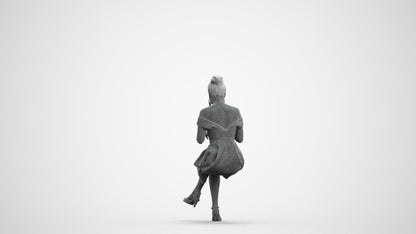 3D human model woman formal sitting, photogrammetry scanned person for archviz, wireframe front view