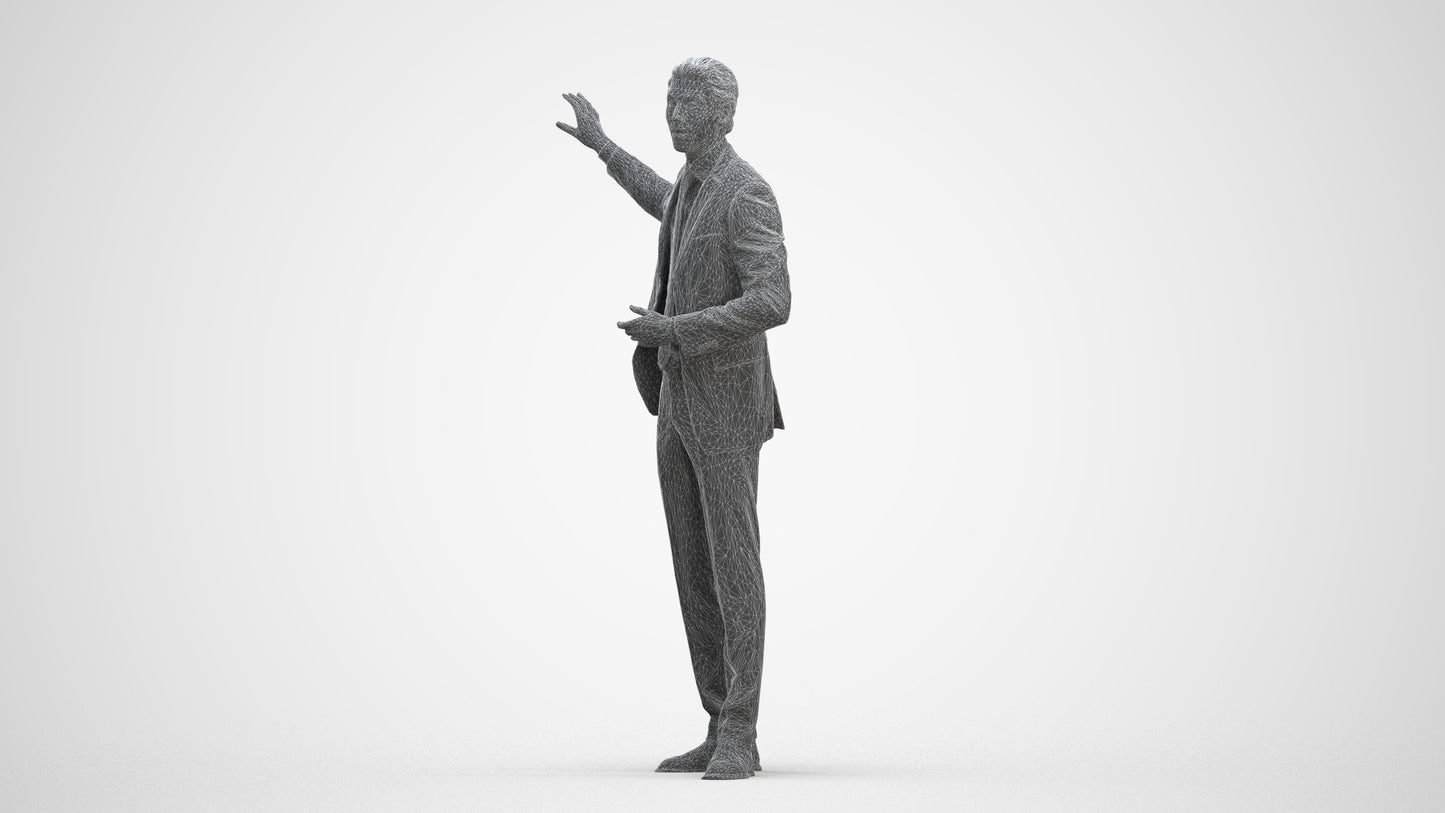 3D scanned man shopping business, photorealistic archviz people for Enscape and SketchUp, three-quarter front view render
