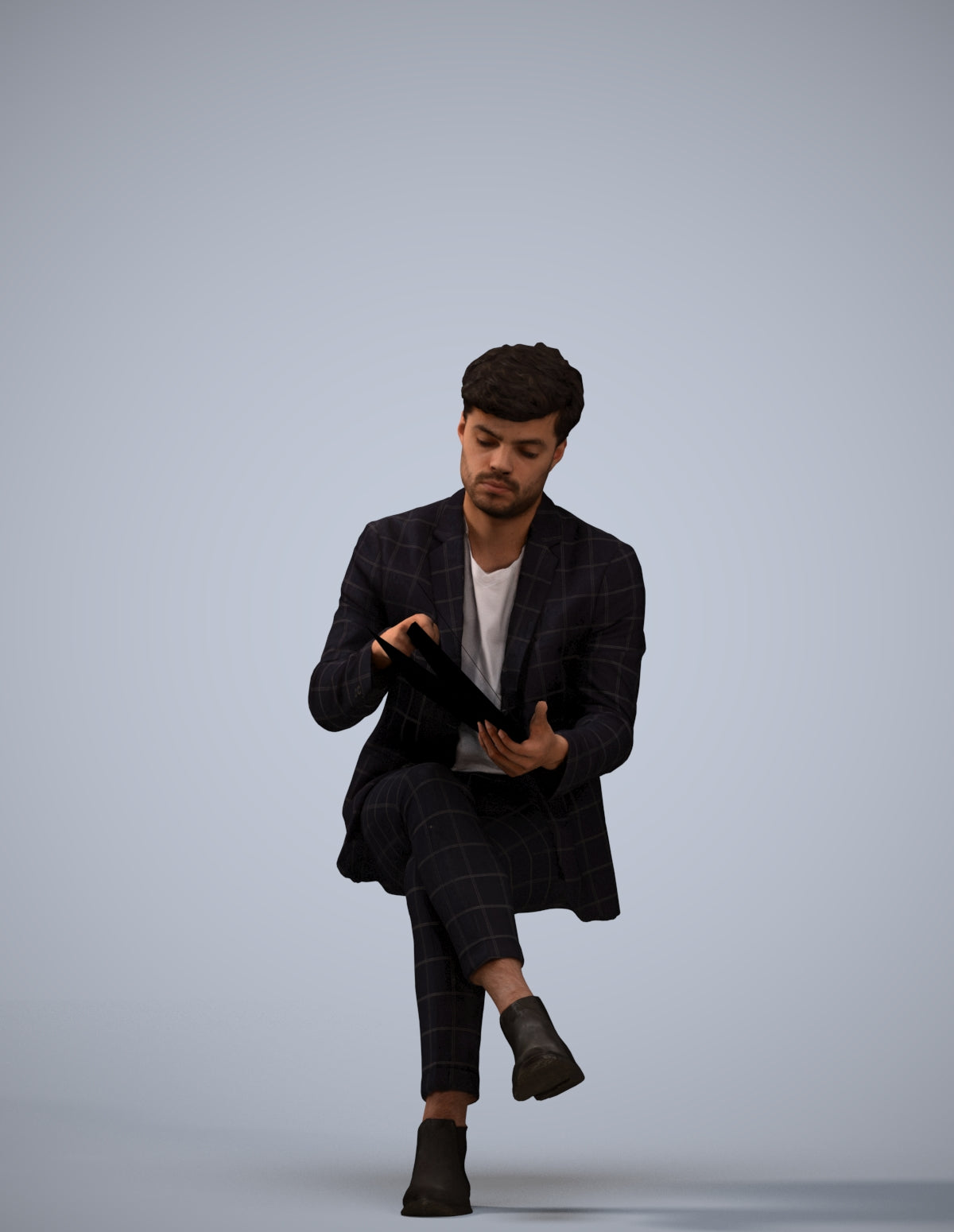 scanned 3D man business, photogrammetry people for Enscape and V-Ray