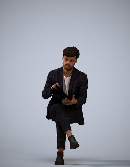 scanned 3D man business, photogrammetry people for Enscape and V-Ray