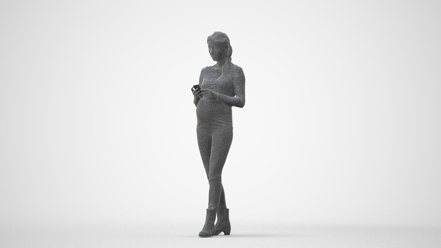 3D scanned woman standing casual, photorealistic archviz people for Enscape and SketchUp, square thumbnail